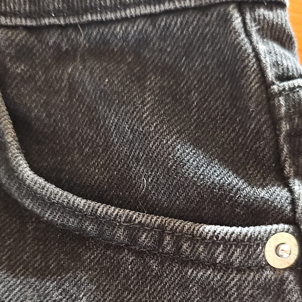 Topshop Black Denim Mini Skirt with Distressed Hem - Picture 3 of 7